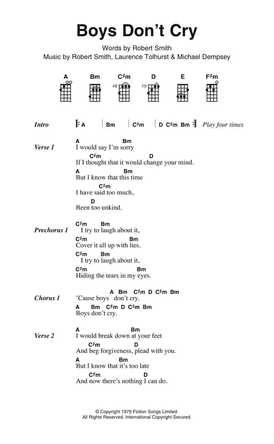 Boys Don't Cry Ukulele scores gallery preview page 1
