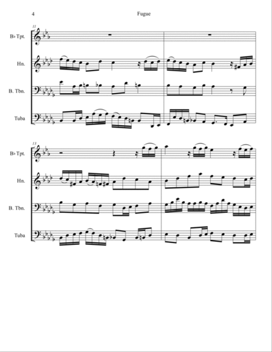 Fugue for Brass Quartet Brass Quartet scores gallery preview page 4