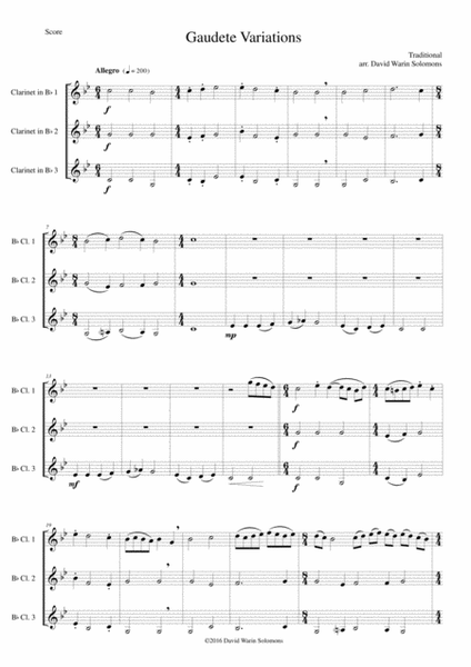 Gaudete Variations for clarinet trio image number null