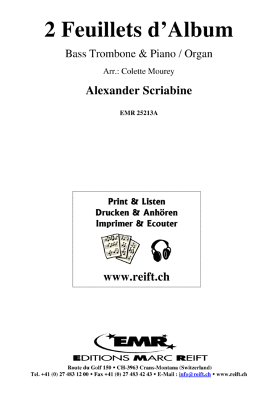 2 Feuillets d'Album Trombone scores gallery preview page 2