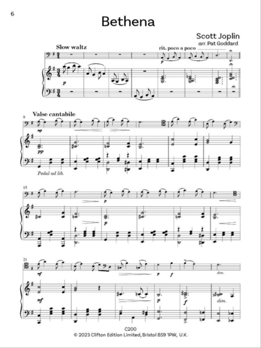 Joplin Rags for Cello and Piano Piano Accompaniment scores gallery preview page 3
