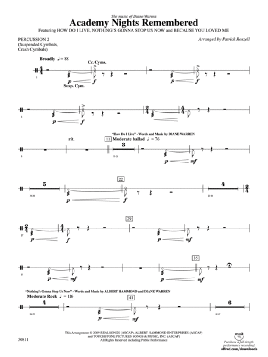 Academy Nights Remembered (The Music of Diane Warren): 2nd Percussion
