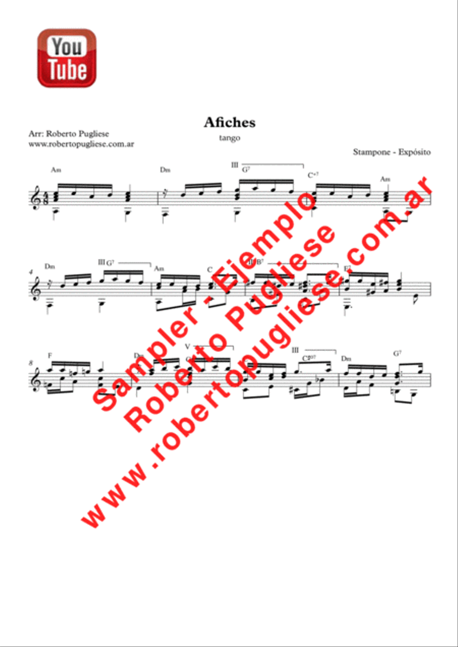 Afiches - Tango (Stampone - Exposito) Classical Guitar scores gallery preview page 2