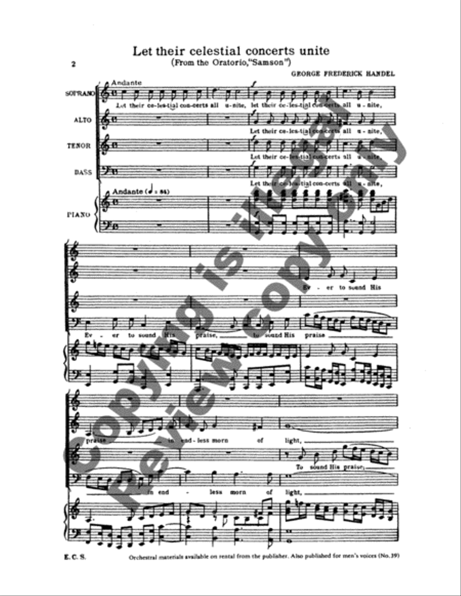 Samson: Let Their Celestial Concerts All Unite 4-Part scores gallery preview page 3