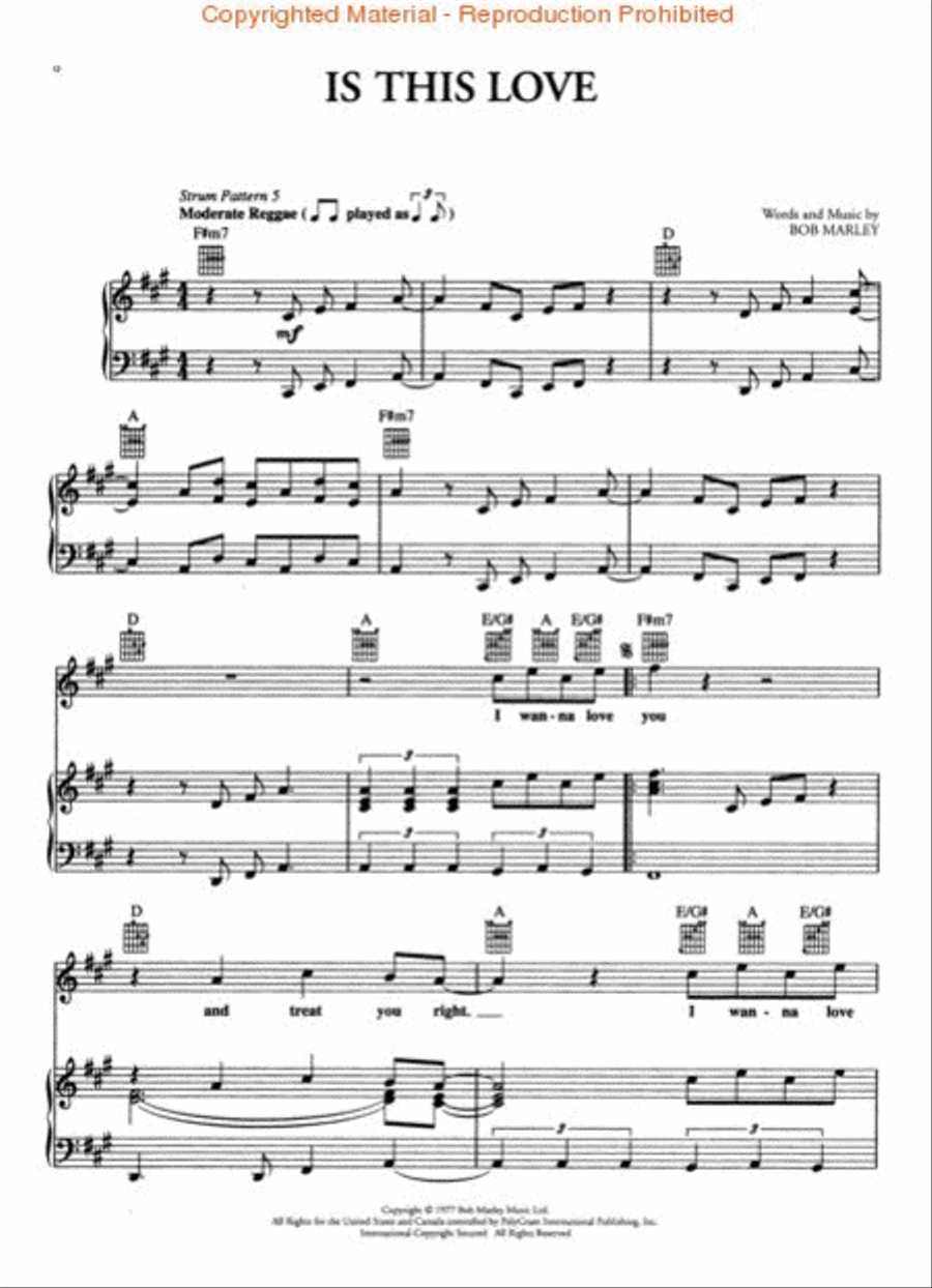 Bob Marley – Legend Piano, Vocal, Guitar scores gallery preview page 2
