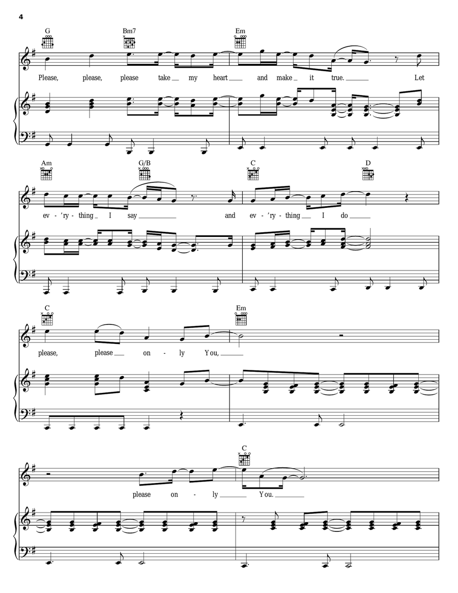 Please Only You Piano, Vocal, Guitar scores gallery preview page 4