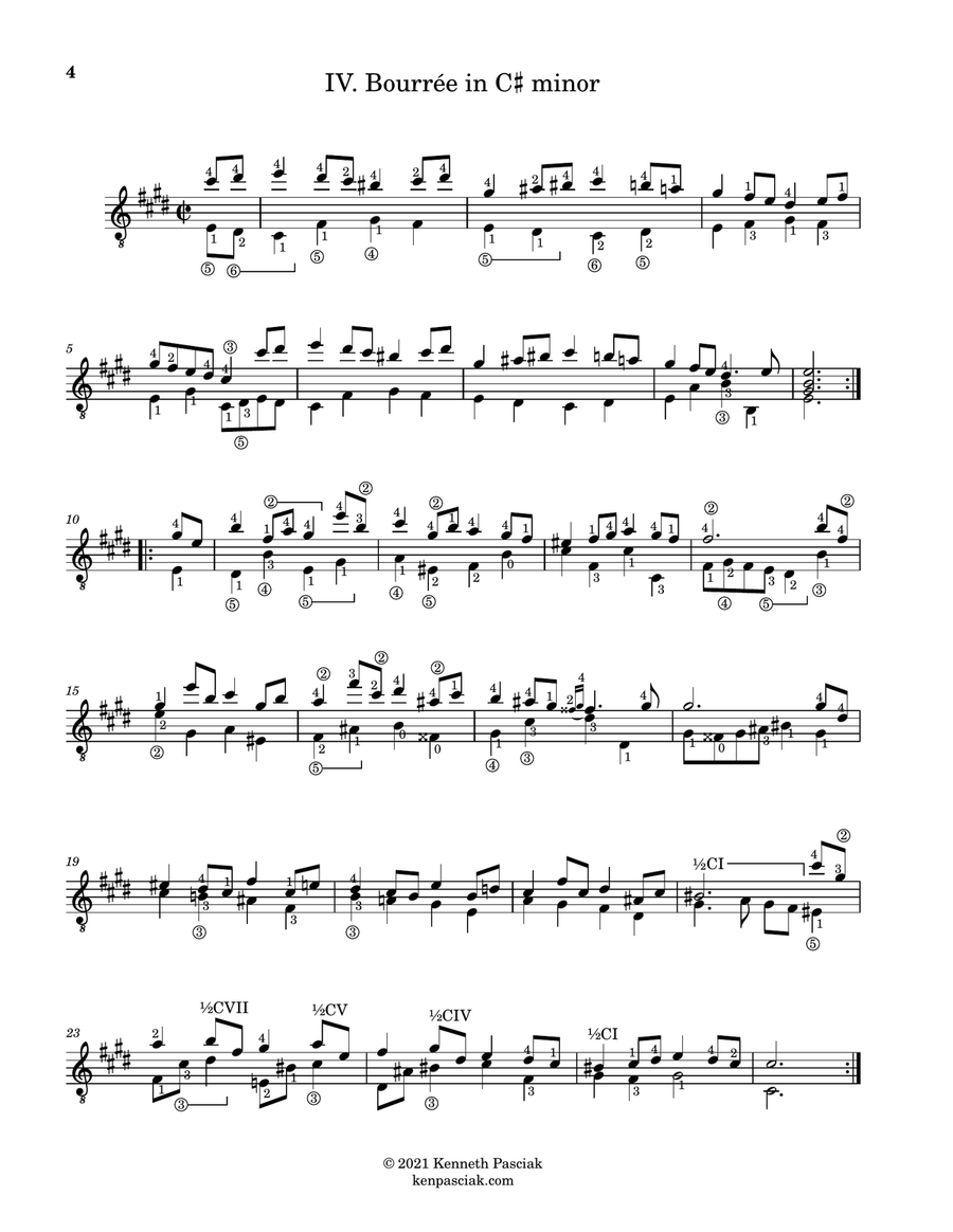 Bourrée in Twelve Keys (for Solo Guitar) Chamber Music scores gallery preview page 6