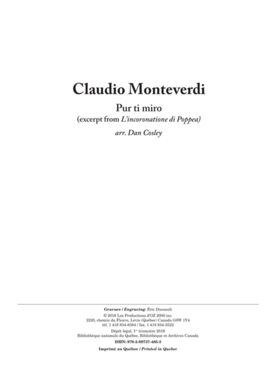 Pur ti miro Classical Guitar scores gallery preview page 1
