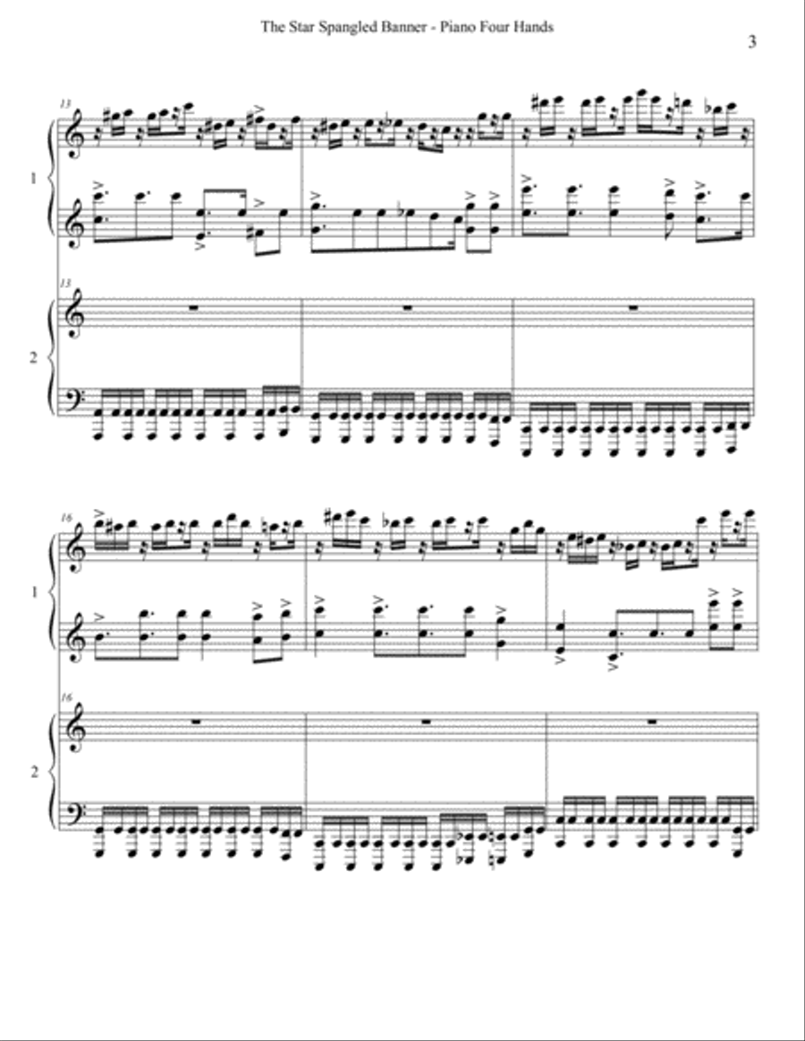 Star Spangled Banner Piano Four Hands Piano Duet scores gallery preview page 3
