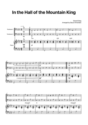 In the Hall of the Mountain King - Trombone Duet with Piano and Chord Notations