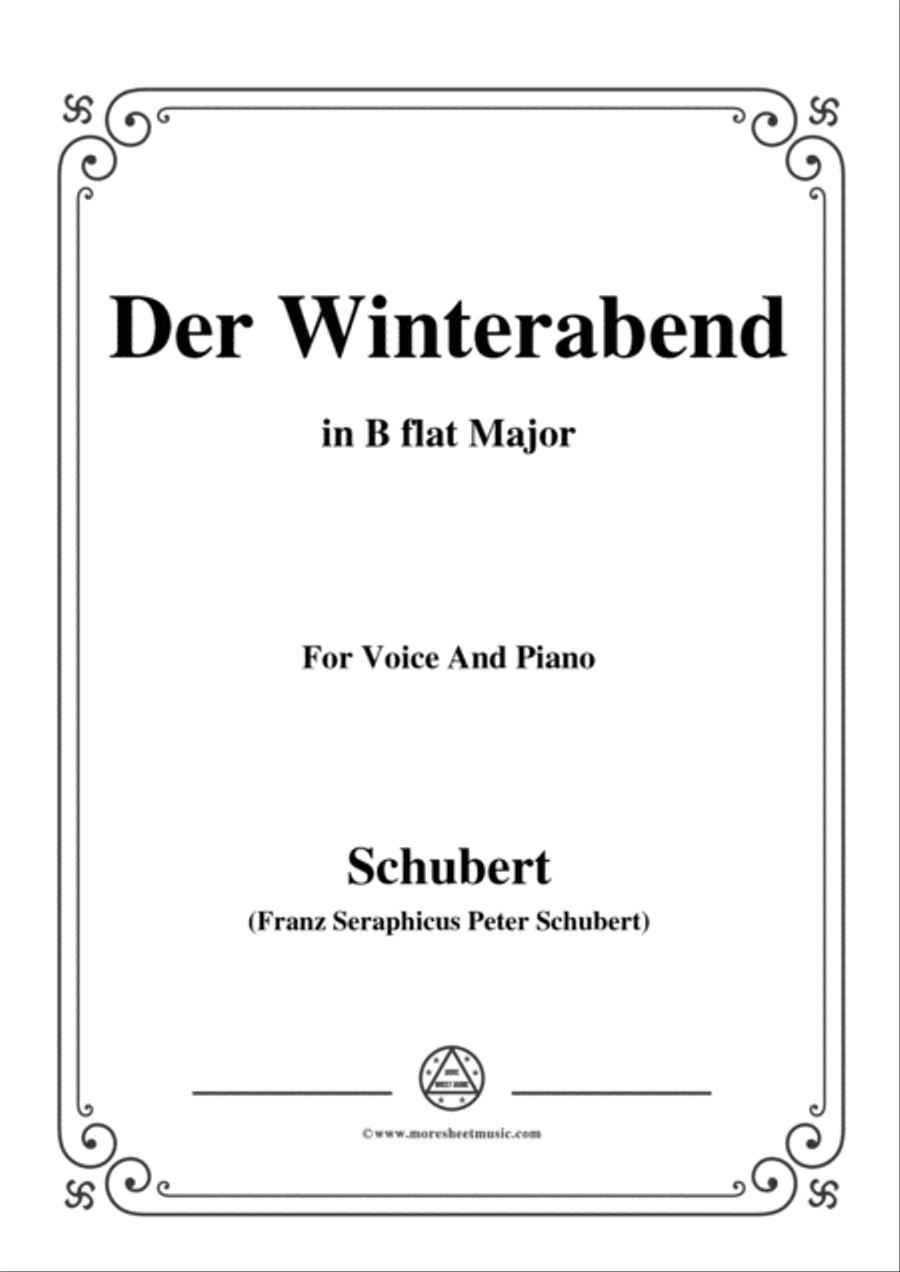 Schubert-Der Winterabend,in B flat Major,D.938,for Voice and Piano Voice Solo scores gallery preview page 1