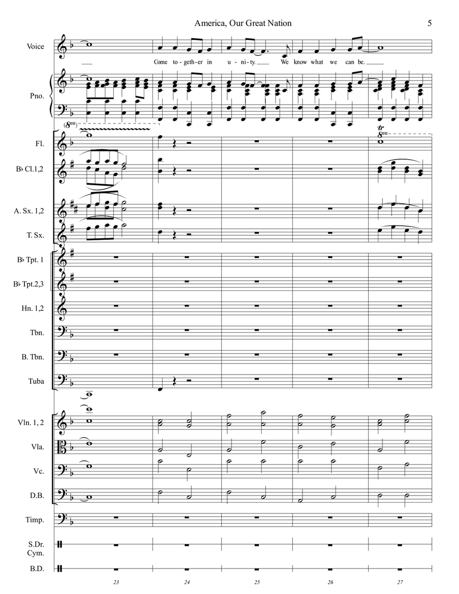 America, Our Great Nation Unison Choir scores gallery preview page 6