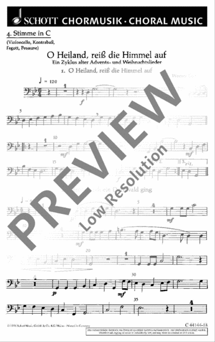 O Heiland, reiß die Himmel auf Choir scores gallery preview page 2