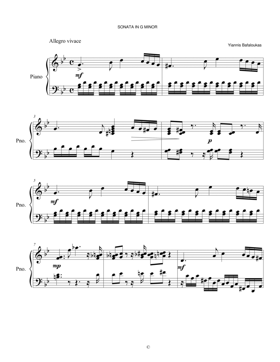 Sonata in g minor Piano Solo scores gallery preview page 1