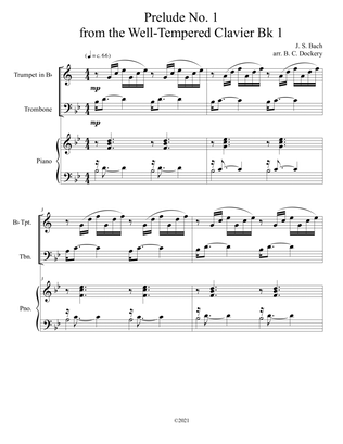 Prelude No.1 from The Well-Tempered Clavier Book 1 BWV 846 (Trumpet and Trombone Duet) with optional