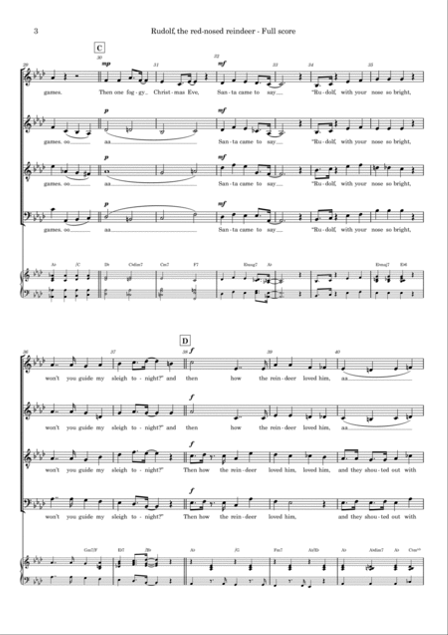 Rudolph The Red-nosed Reindeer 4-Part scores gallery preview page 3