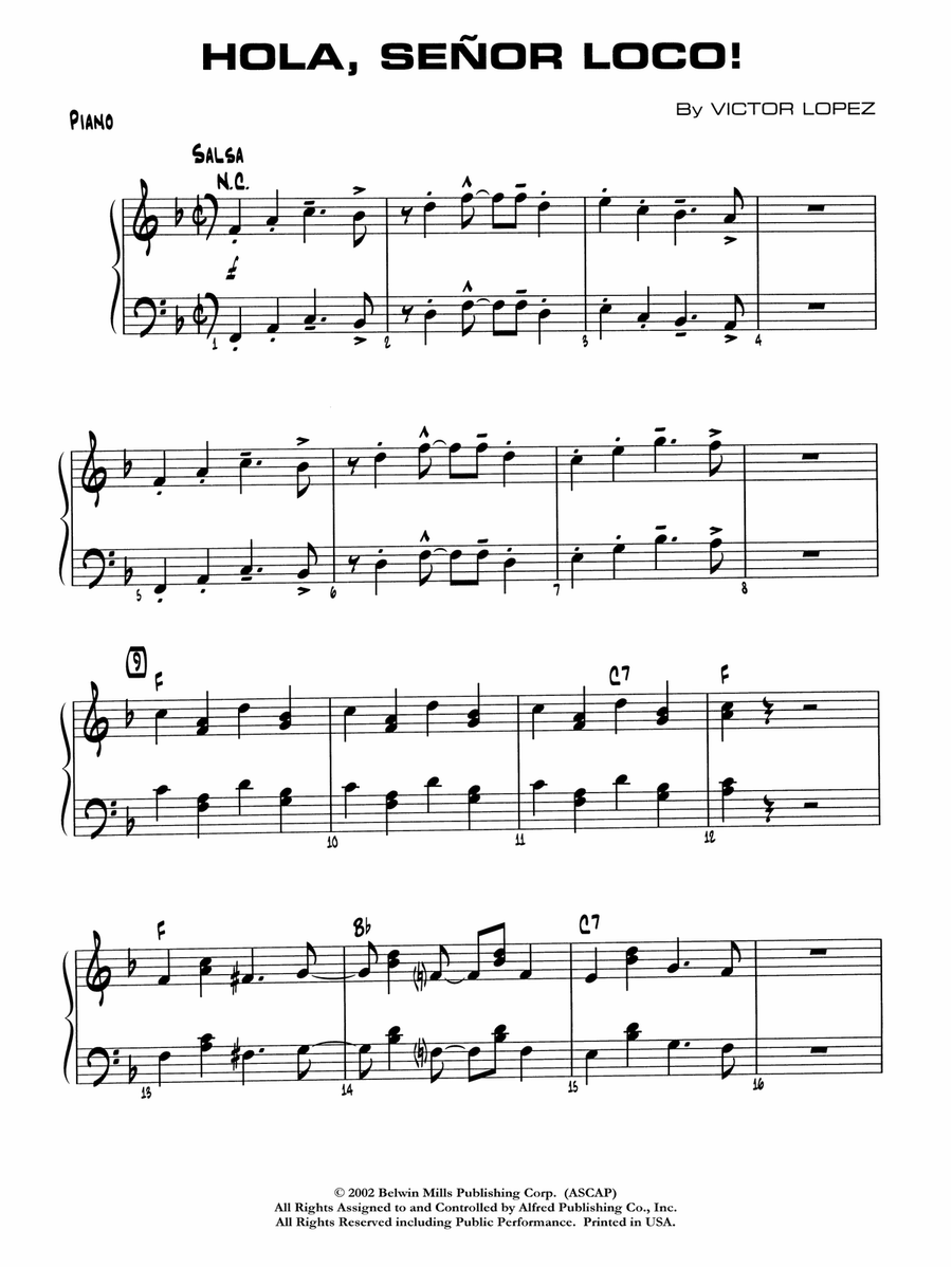 Hola, Señor Loco!: Piano Accompaniment
