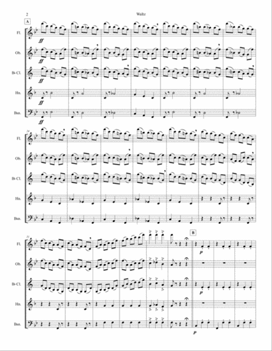 Waltz from Sleeping Beauty Woodwind Quintet scores gallery preview page 2