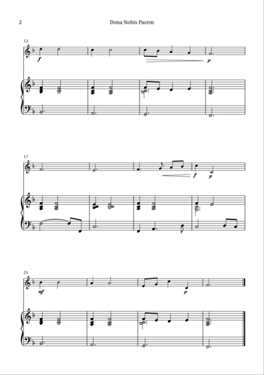 Dona Nobis Pacem - for xylophone (with piano accompaniment) Piano scores gallery preview page 2