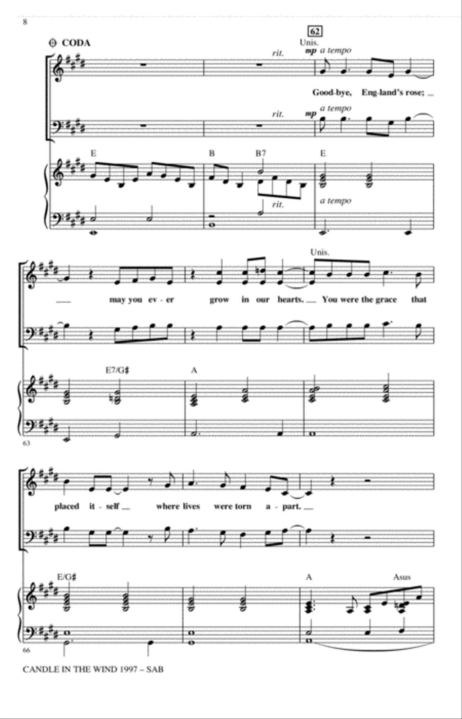 Candle In The Wind (arr. Ed Lojeski) 3-Part scores gallery preview page 7