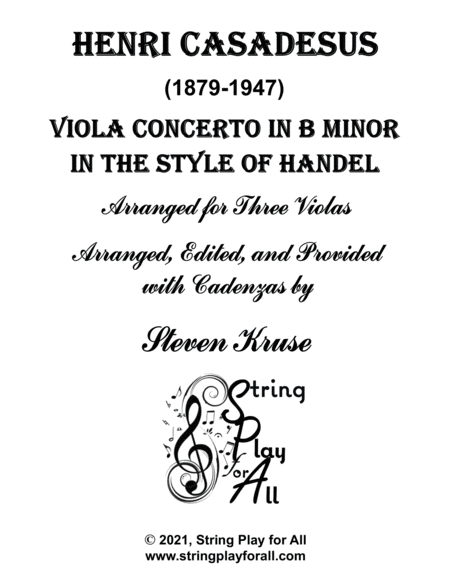 Concerto in B Minor in the Style of Handel, Arranged for Three Violas image number null
