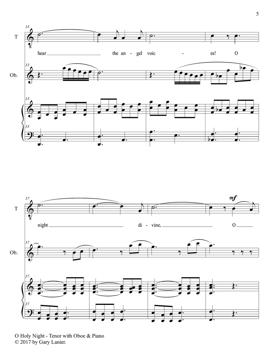 O HOLY NIGHT (Tenor Solo with Oboe & Piano - Score & Parts included) Small Ensemble scores gallery preview page 6