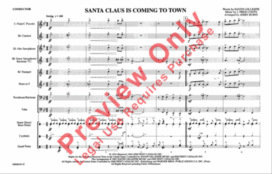 Santa Claus Is Coming to Town Marching Band scores gallery preview page 2