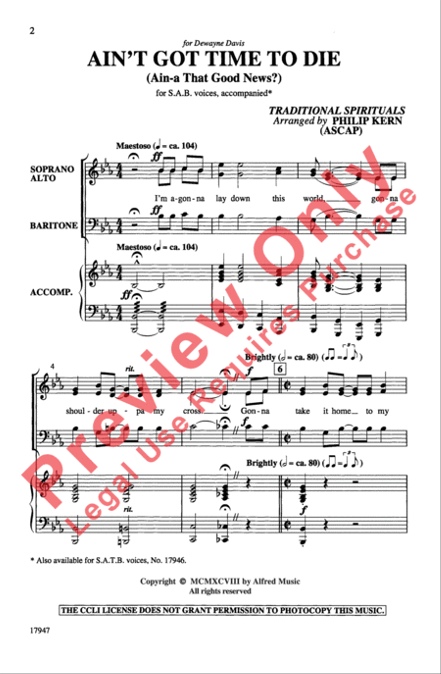 Ain't Got Time to Die (Ain-a That Good News?) 3-Part scores gallery preview page 2
