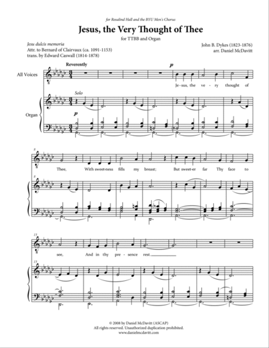 Jesus, the Very Thought of Thee TTBB scores gallery preview page 3