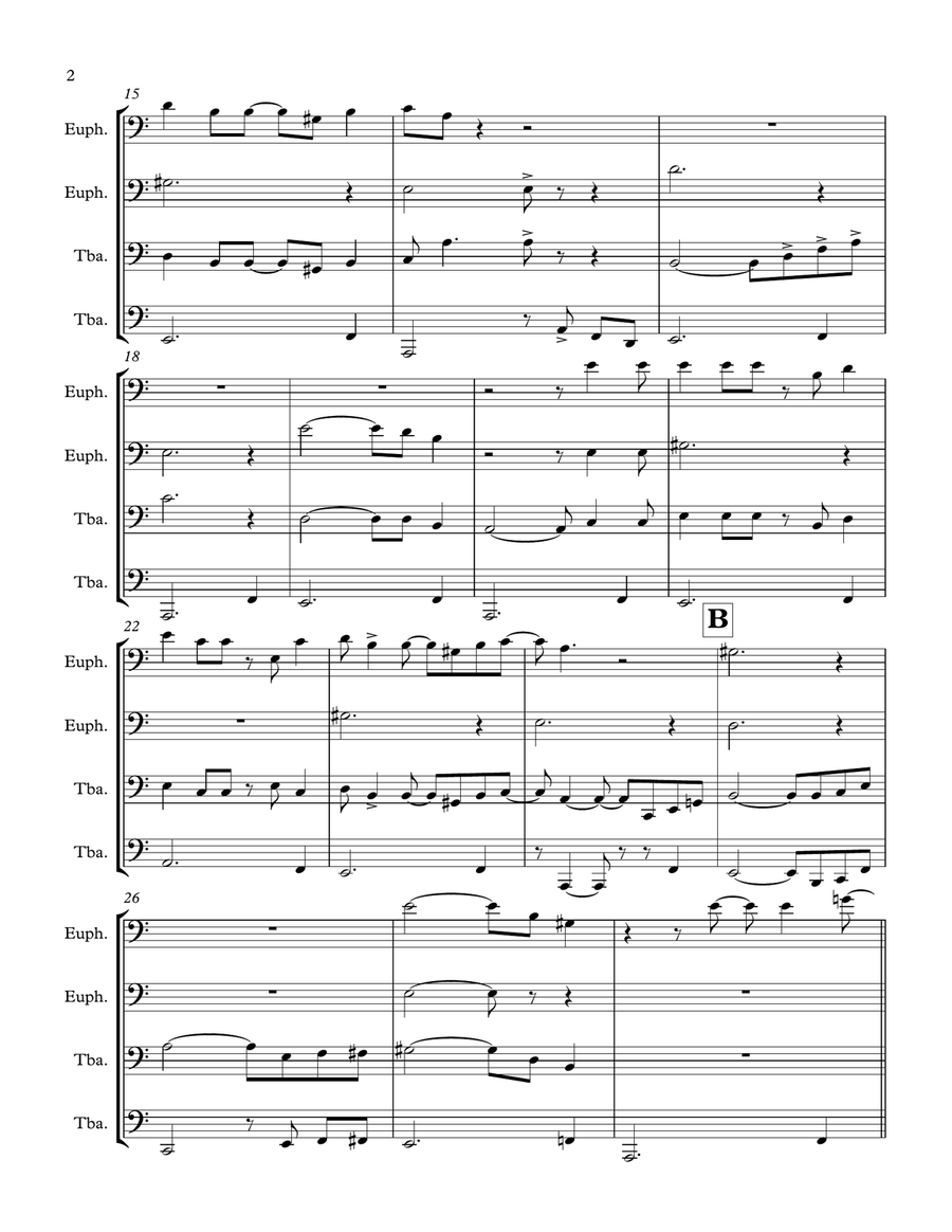 El Carretero (The cart driver): a Cuban guajira for Tuba Quartet Tuba Quartet scores gallery preview page 2