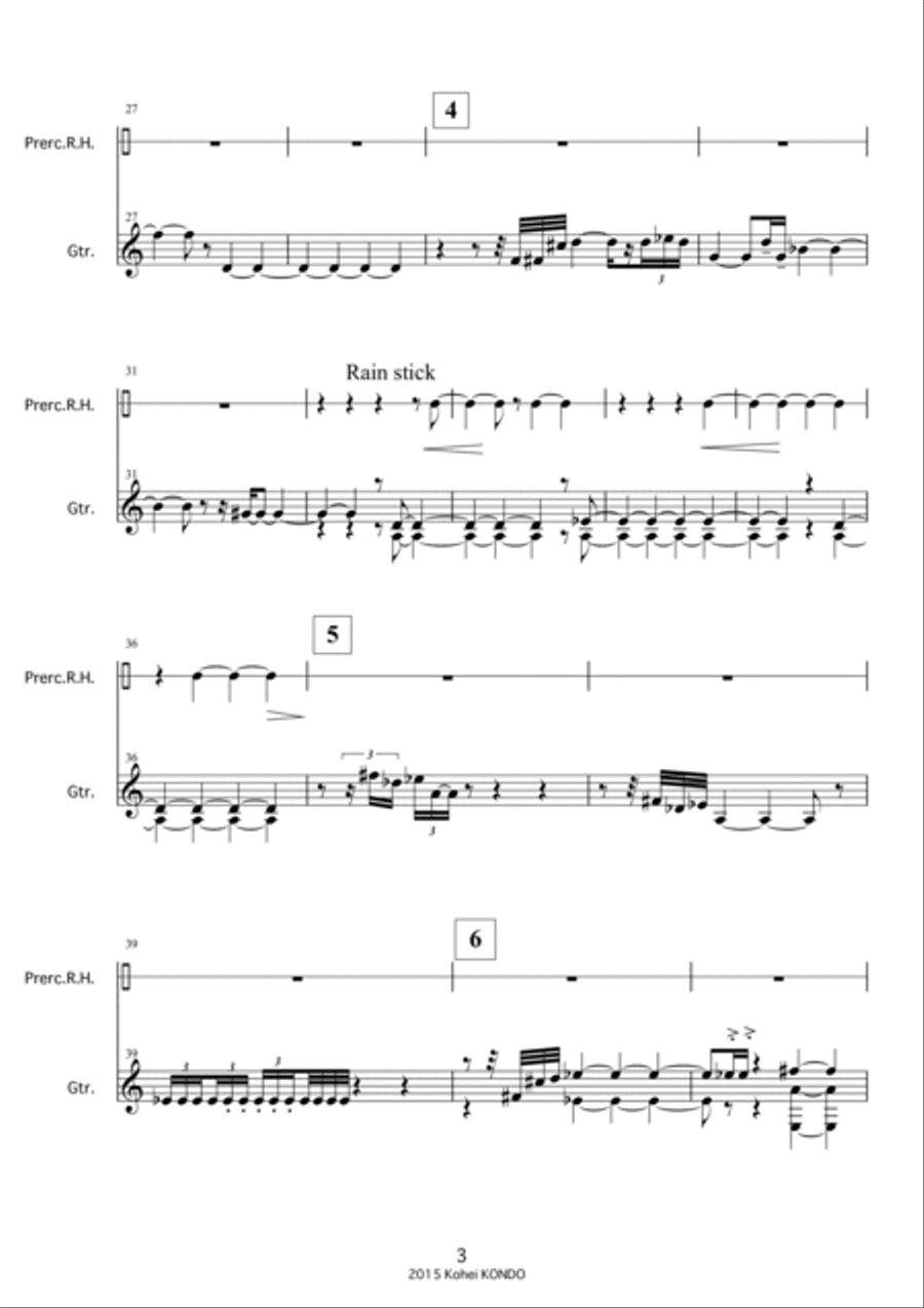 "Travel to the source of the Kamo-gawa River" Version for guitar and percussion Op.150-c