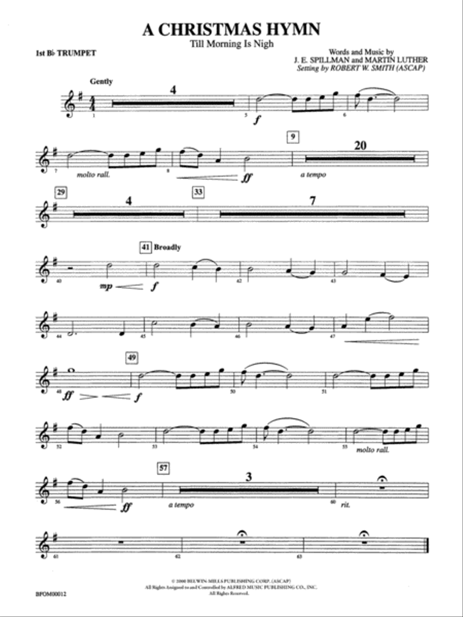 A Christmas Hymn: 1st B-flat Trumpet Full Orchestra scores gallery preview page 1