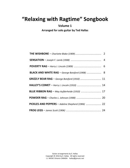 Relaxing with Ragtime Songbook, Volume 1 image number null