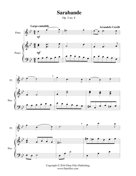 Sarabande, op. 5 no. 8 - Flute Solo image number null