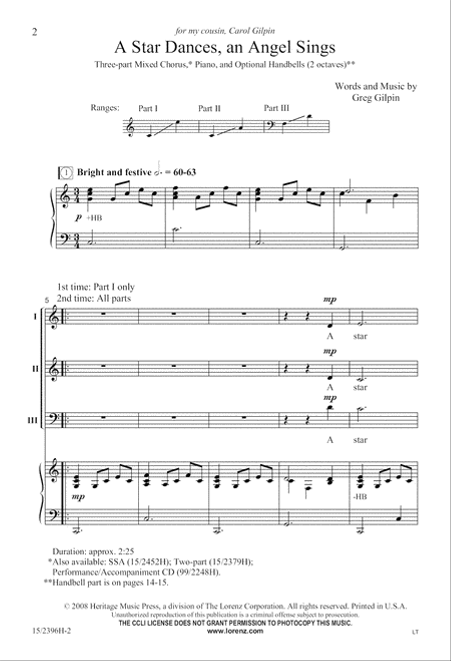 A Star Dances, an Angel Sings 3-Part scores gallery preview page 3
