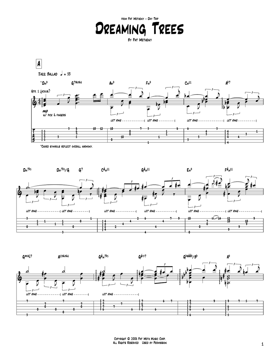 Dreaming Trees Electric Guitar scores gallery preview page 1