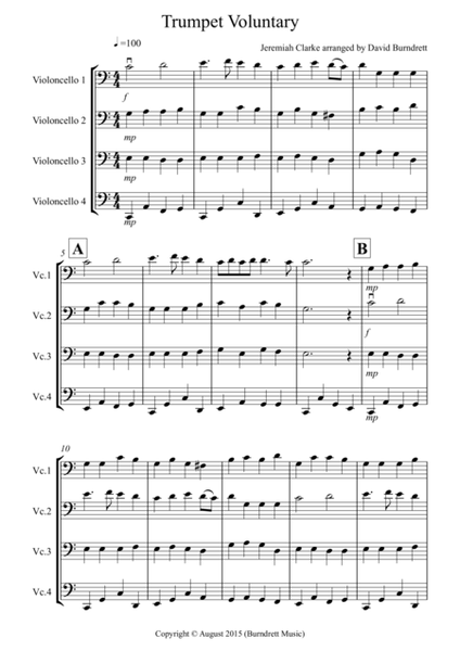 Trumpet Voluntary for Cello Quartet image number null