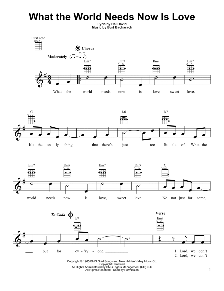 What The World Needs Now Is Love Ukulele scores gallery preview page 1