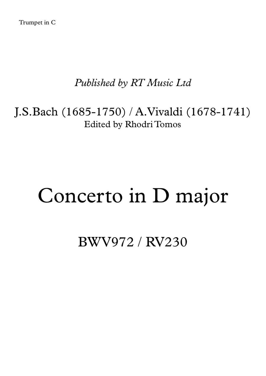 Bach BWV972 / Vivaldi RV230 Concerto in D Major C Trumpet scores gallery preview page 1