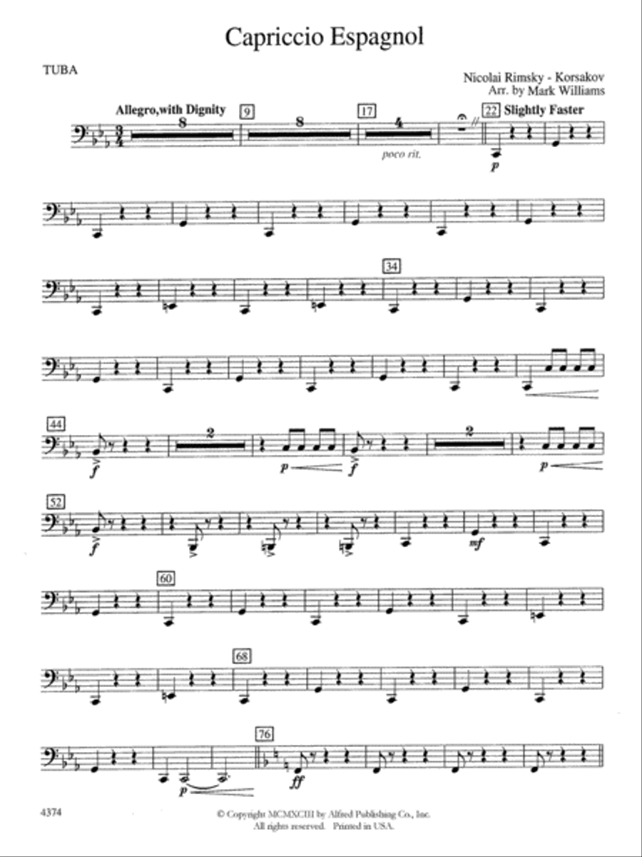 Capriccio Espagnol: Tuba Concert Band scores gallery preview page 1