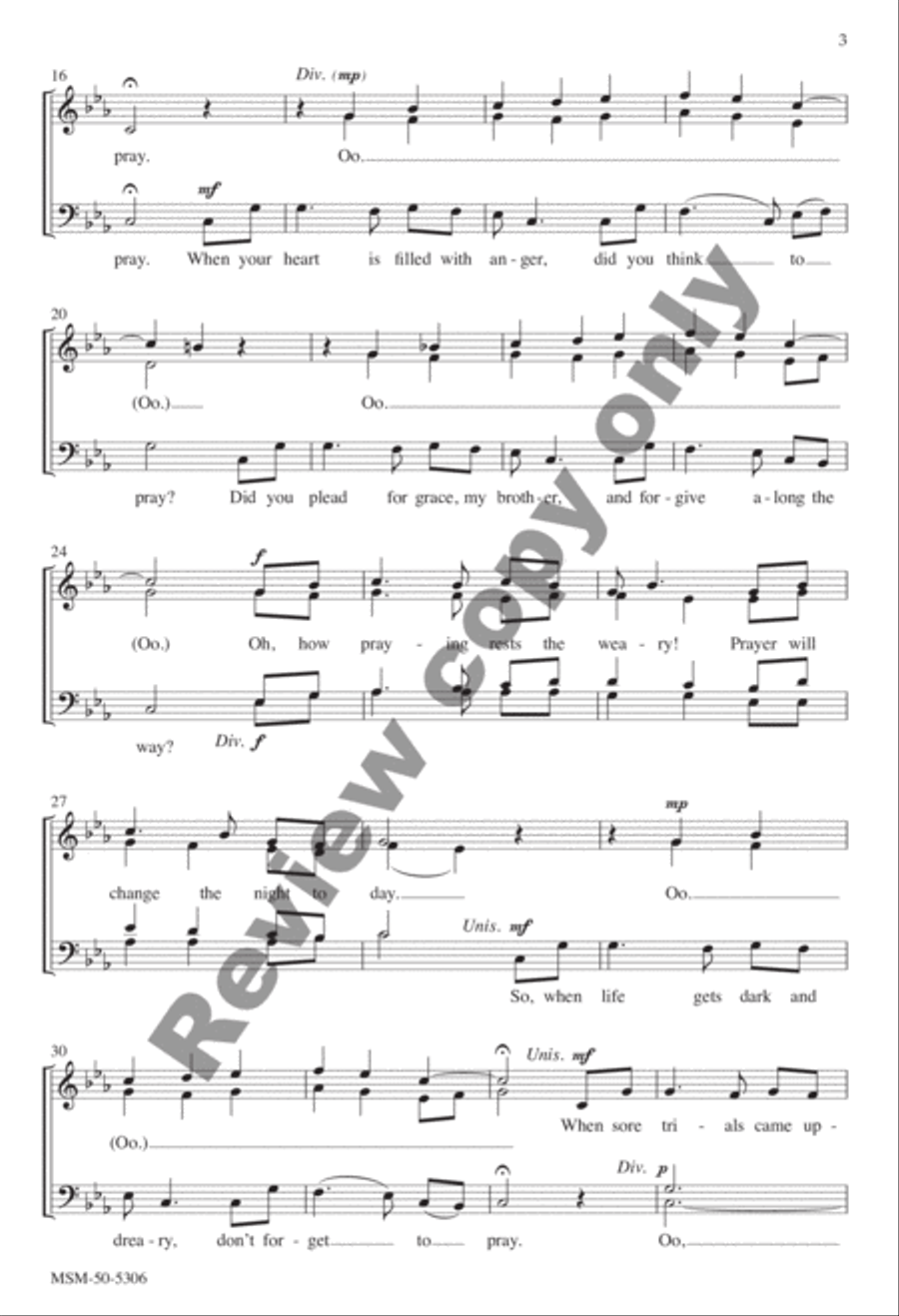 Did You Think to Pray? 4-Part scores gallery preview page 6