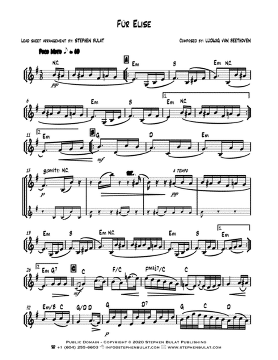 Für Elise (Beethoven) - Lead sheet (key of Em)
