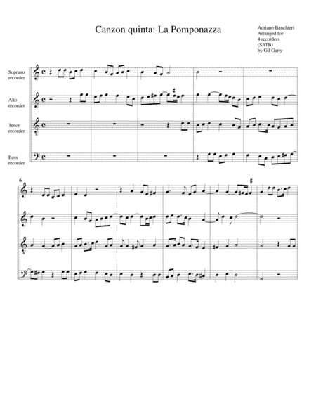 Canzon no.5 a4 (1596) (arrangement for 4 recorders)