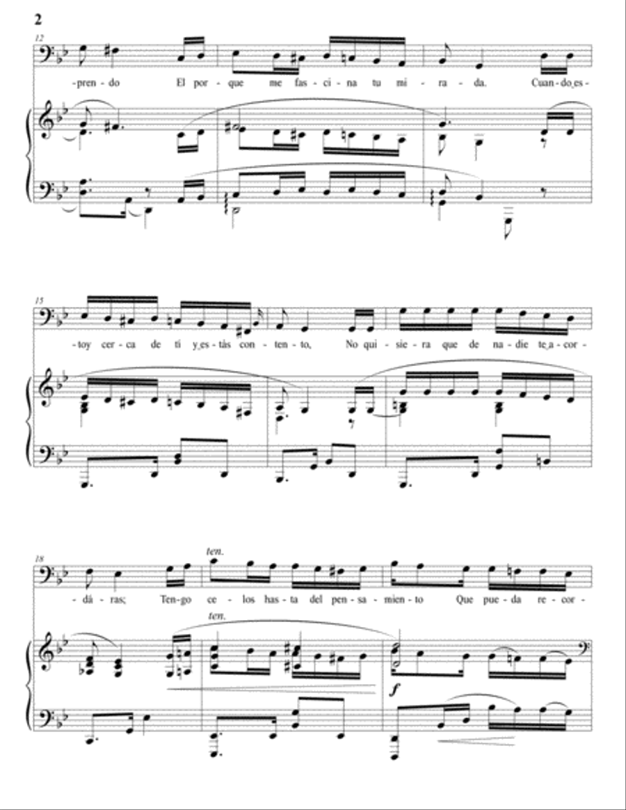 GREVER: Júrame (transposed to G minor, bass clef) Voice scores gallery preview page 3