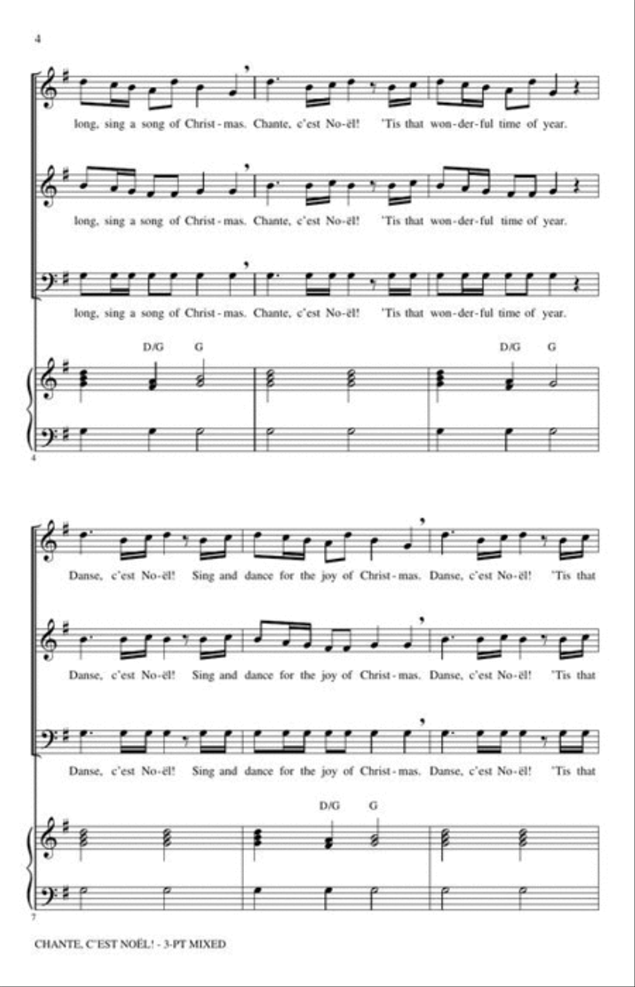 Chante, C'est Noel (from Disneyland Paris Theme Parks) 3-Part scores gallery preview page 5