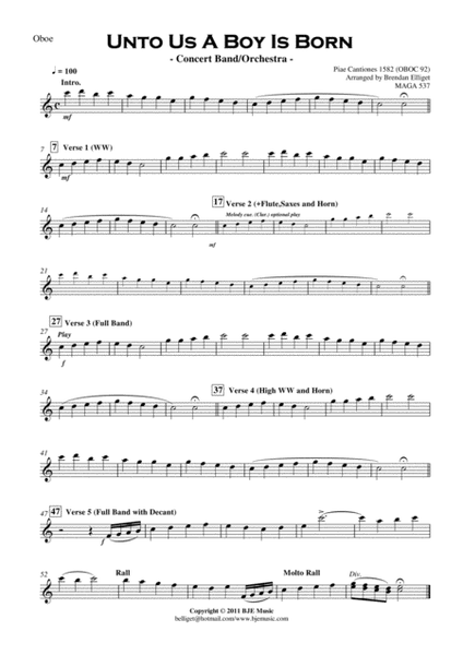 Unto Us A Boy Is Born - Concert Band Orchestra - Score and Parts PDF image number null