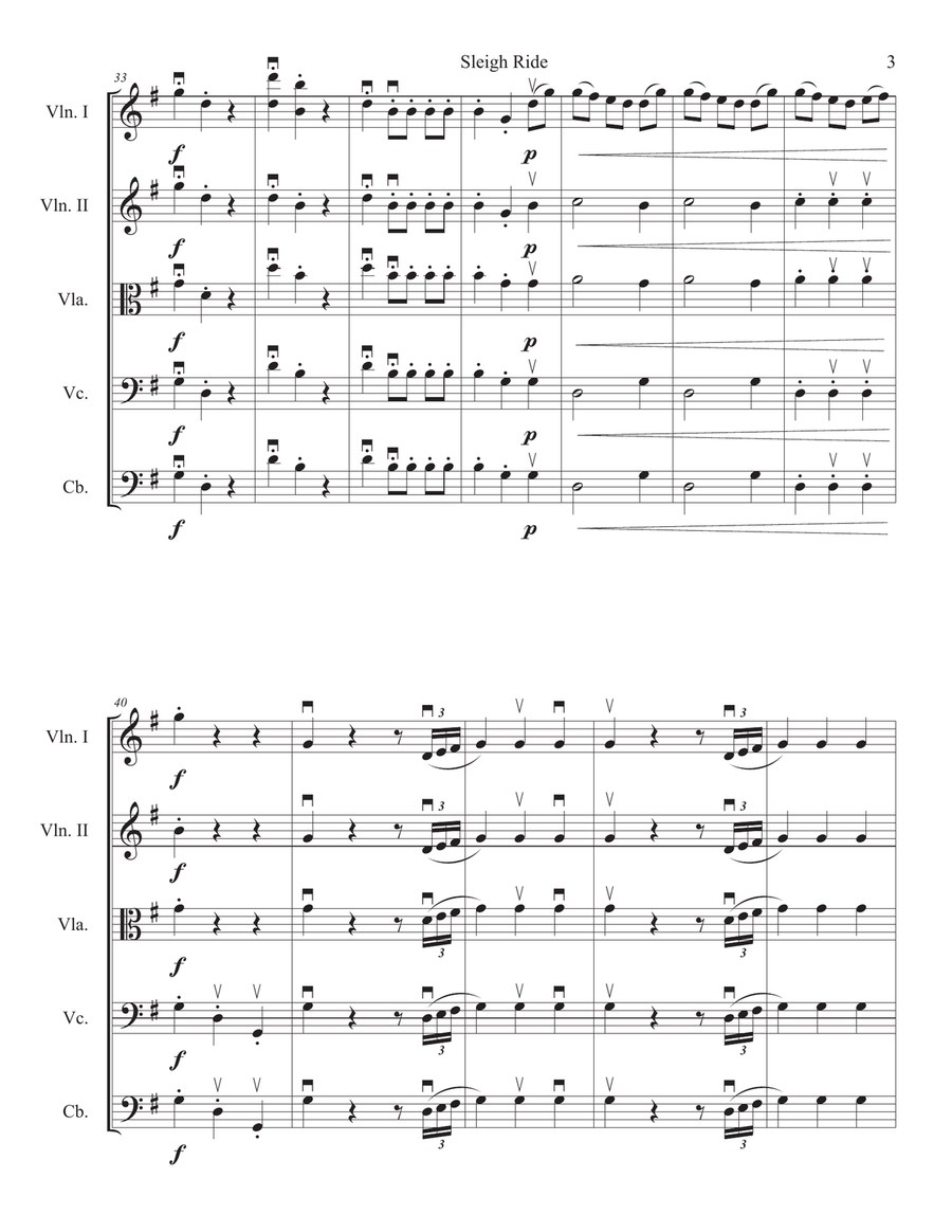 Mozart Sleigh Ride for String Orchestra String Orchestra scores gallery preview page 3
