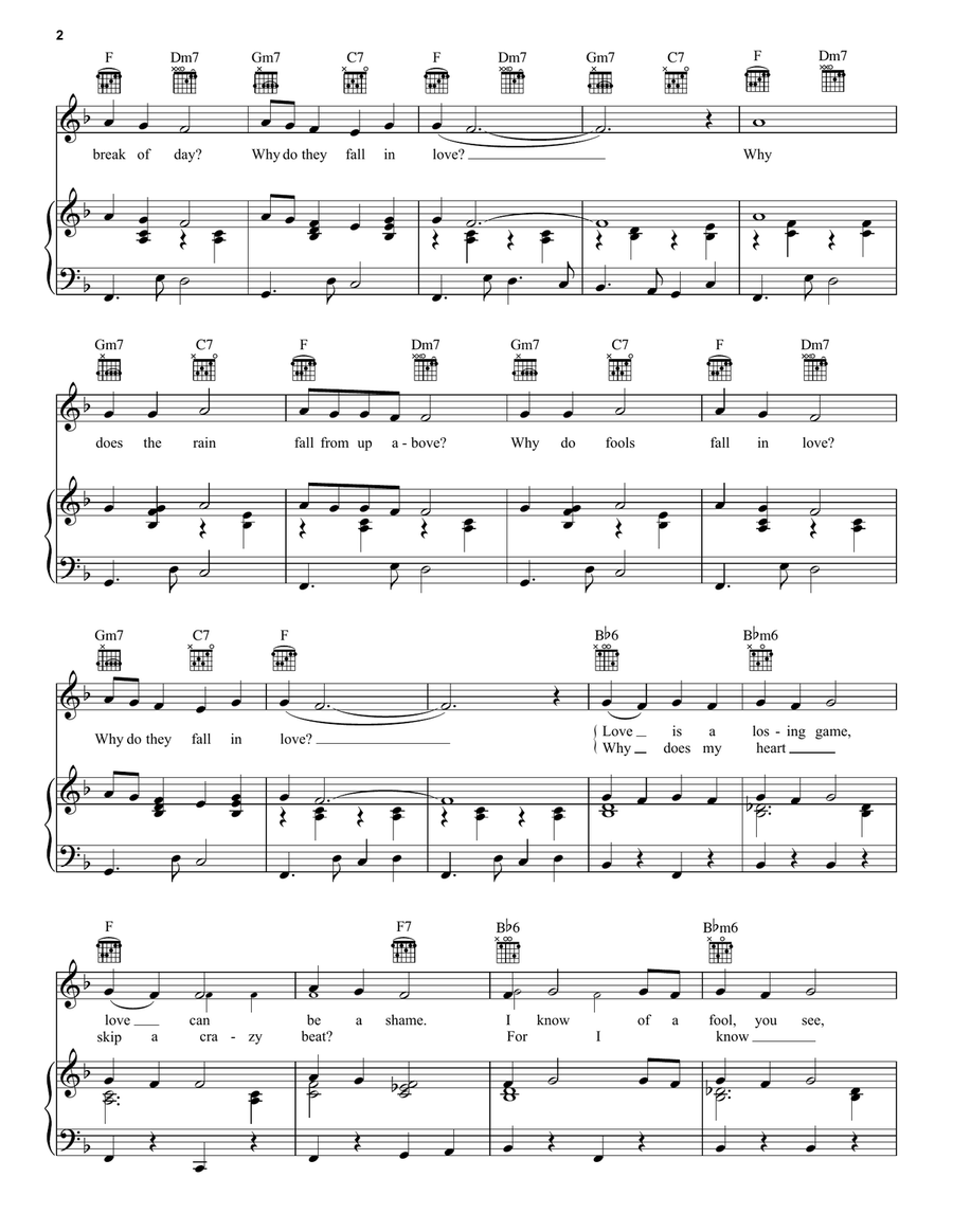 Why Do Fools Fall In Love Piano, Vocal, Guitar scores gallery preview page 2