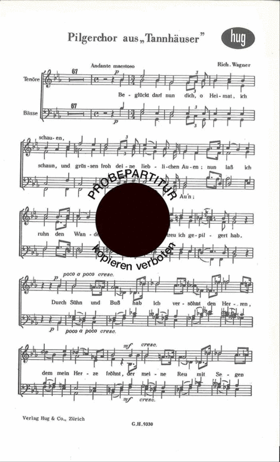 Pilgerchor aus Tannhauser Men's Choir scores gallery preview page 1