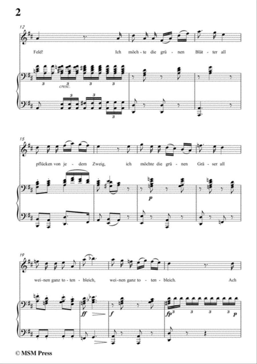 Schubert-Die böse Farbe,from 'Die Schöne Müllerin',Op.25 No.17,in D Major,for Voice&Piano Voice scores gallery preview page 4